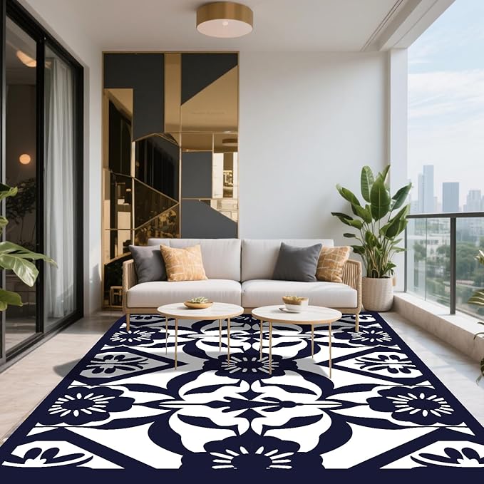 WILDROOTS 4x6 Feet Klein Plastic Outdoor Rug, Stain Resistant Waterproof Reversible Outdoor Patio Rug, Fade Resistant Camping Rug