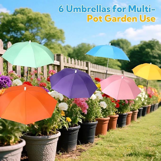 6 Pack Plant Umbrellas for Outdoor Plants, Garden Umbrella Shade for Potted Plants and Garden Beds, Sun Shade Cover to Defend Plants From Blazing Sun