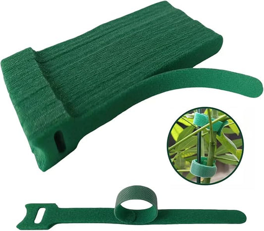 Green, Reusable, 100PCS, 6 - Inch Adjustable Anti - Slip Nylon Plant Ties & Straps Featuring Hook and Loop Fasteners - Optimal for Climbing Plants Support and Christmas Garland Ties