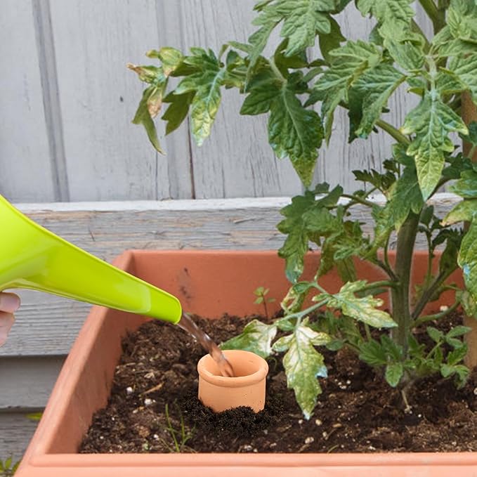 3pcs 10*3.5*3.5in Ollas Self Watering Planter Watering System 30.5oz Plant Watering Globes Clay Watering Pot with lid Terra Cotta Clay Irrigation Globes Insert Drip Irrigiation Olla System