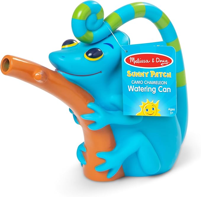 Melissa & Doug Sunny Patch Camo Chameleon Watering Can with Tail Handle and Branch-Shaped Spout