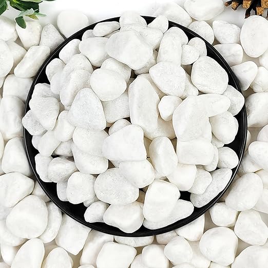 10lb White River Rocks, 5/8 Inch Natural Pebbles for Indoor Plants, Snow White Decorative Stones, Ideal for Fish Tank, Vases, Crafting, Home Decor and Garden Landscaping Rocks