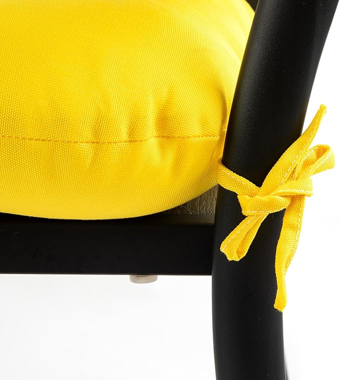FUNHOME Outdoor Chair Cushions 19 x19 Inch,Water Resistant Tufted Seat Cushions 19",Reversible,Weather Resistant,Rounded Back Wicker Chair Cushion for Patio Garden Furniture(Yellow)