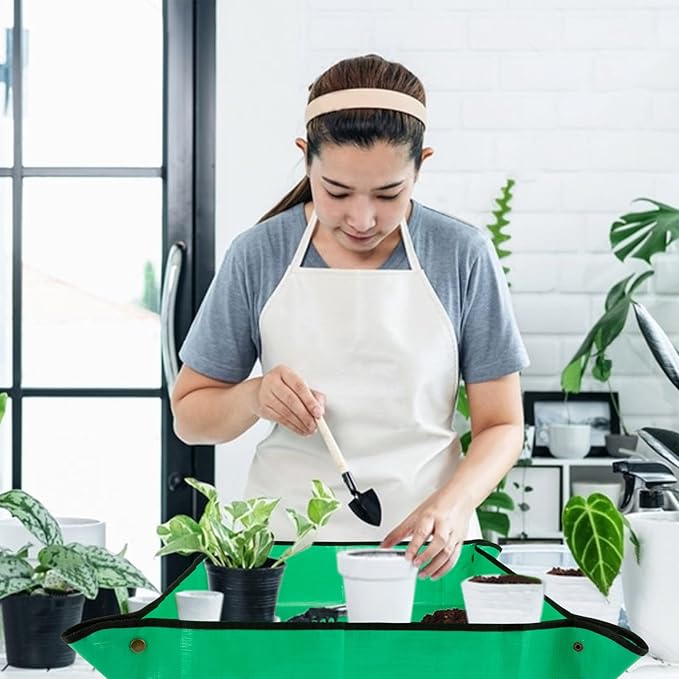 MAQIHAN Repotting Mat for Indoor Plants - 26"*26" Plant Potting Tray Transplanting Mat Foldable Waterproof Indoor Gardening Supplies