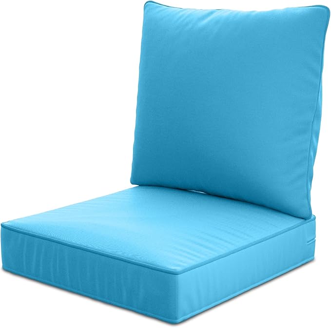 22" x 22" x 6" Outdoor Deep Seat Cushions - Waterproof & Fade Resistant Patio Furniture Replacement Cushions, Non-Slip Outdoor Cushions Fit Loveseats, Couches, Chairs, and Sofas