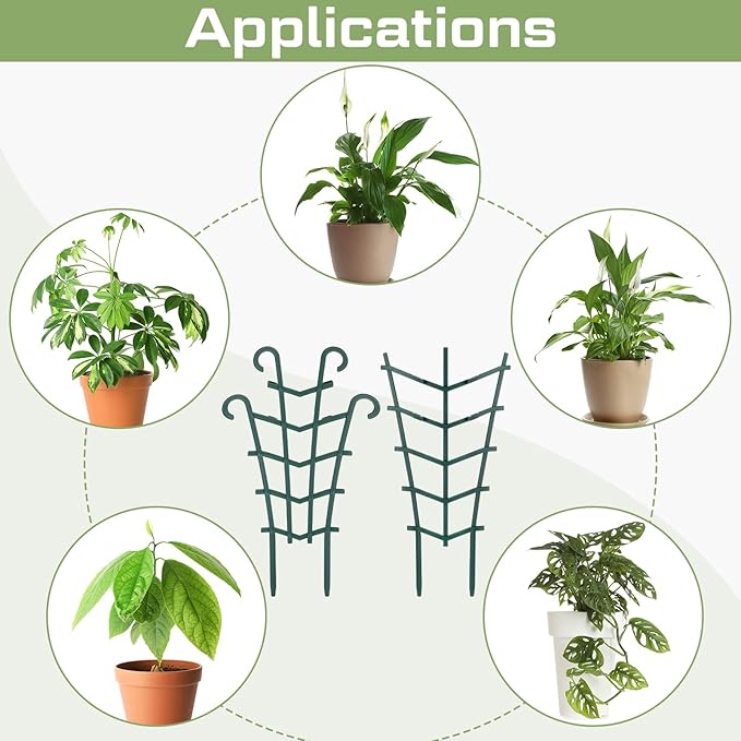 50 Pack Plant Trellis for Pots Garden Trellis for Potted Plants Flower Pots Support Stackable Plastic Mini Holders for Climbing Plants Peas (Sheep Horn and Straight)