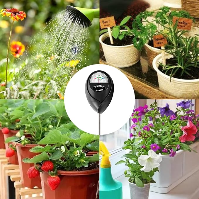 Soil Moisture Meter, 2 Pack Plant Water Meter Soil Meter Moisture Sensor Hygrometer for Indoor Outdoor Plant Care,No Battery Needed(Green + Black)