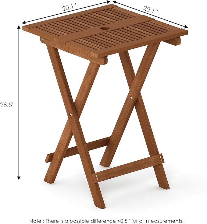 Furinno FG18065 Tioman Hardwood Patio Furniture Folding Table in Teak Oil, Large, Natural