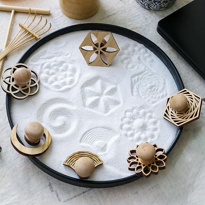 BangBangDa Mini Zen Garden Accessories - Tabletop Zen Garden Tools - Zen Garden Kit Rakes and Zen Stamp for Office Mini Zen Garden Set of 12