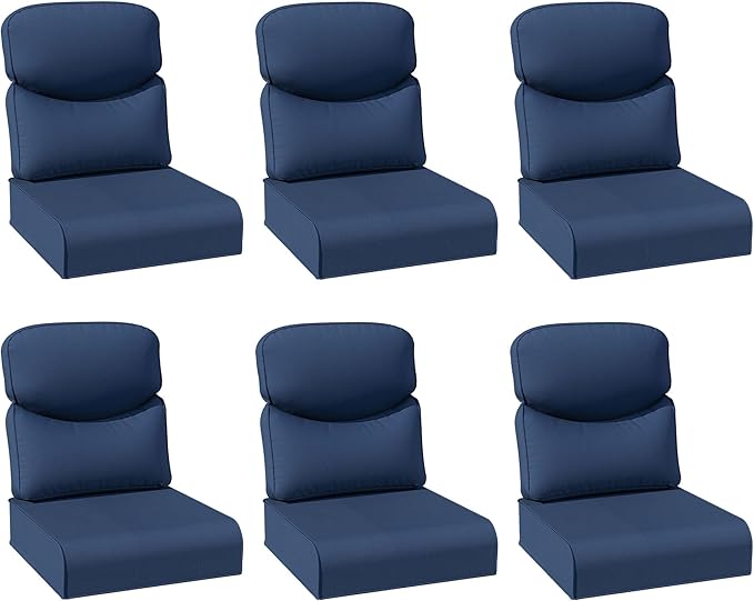 Joyside Outdoor Chair Cushions Set, 24x24 Inch Smile Patio Furniture Cushions, 6’’ Thick, Water Resistant & Fade Resistant, Outdoor Replacement Cushions for Seat and Sofa