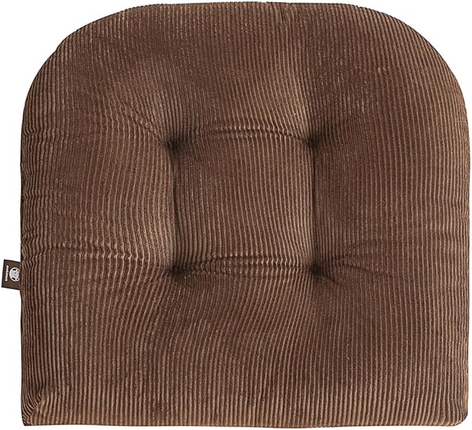 Outdoor Patio Cushion, Rocking Chair Cushion, Tufted Pads, Set of Upper and Lower with Ties Pack of 2 (2 Sets) - Back 20"×17", Seat 17"×17" (Brown)