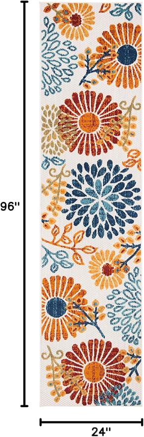 SAFAVIEH Washable Rug Outdoor Cabana Collection - 2' x 8' Runner, Cream & Red, Non-Shedding & Easy to Clean, Ideal for Patio, Backyard, Mudroom (CBN832A)
