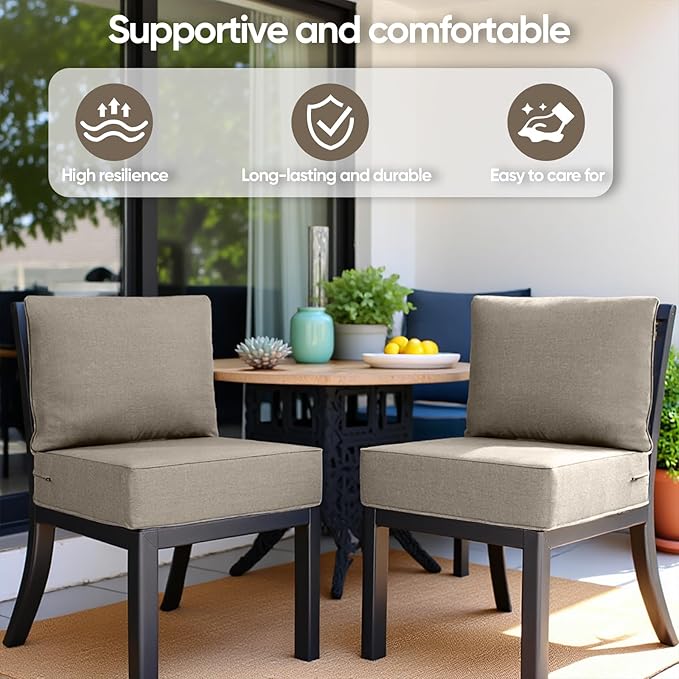 6" Thick Outdoor Cushion, 24*24*6" Patio Furniture Cushions with Waterproof Patio Furniture Cushions with Removable Cover, 28D High Density Patio Cushion for Outdoor Furniture, Gray-6pcs