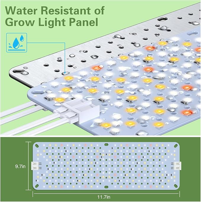 40W Ultra-Thin Panel Full Spectrum Grow Lights, 576 LEDs Plant Grow Light for Indoor Plants with Daisy Chain Function, Grow Lights for Seed Starting with 4/8/12/16/20H Auto On/Off Timer (3pcs)