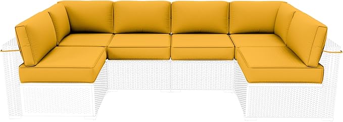 Outdoor Furniture Replacement Cushions, 5" Foam Foam High-Density, Fits 6-seat Sectional Rattan Conversation Set, 14 Piece Patio Water-Resistant Replacement Sofa Cushions, Liner&Cover