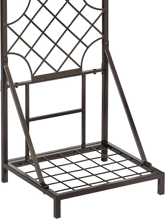 Evergreen Garden Classic Metal Plant Stand with Lattice Trellis for Climbing Plants, Floor Tall Plant Stand Indoor and Outdoor for Patio, Porch, Garden