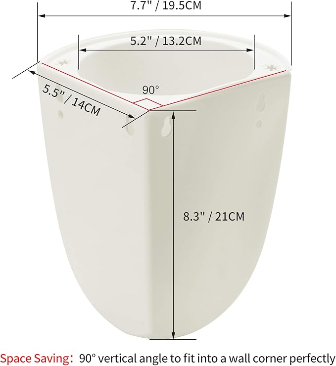 ORIMERC 4 Pack Corner Wall Mounted Hanging Planter Self Watering Triangle Plastic Flower Pot Decorative Modern Plant Vase Container Holder for Succulent Indoor Outdoor Home Office Décor White