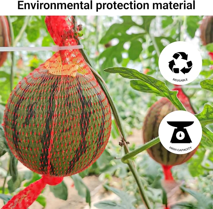 200pcs Watermelon Nets, Hammock Melon Nets for Trellis Vertical Garden Growing, 18inch for Garden, Honeydew Melon Mesh Bag with Drawstring