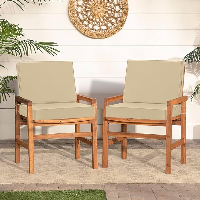 24x24 Outdoor Cushions for Patio Furniture, Waterproof Outdoor Chair Cushions with Non-Slip Ties and Handle, Washable Deep Seat Cushions for Outdoor Furniture with Removable Cover, Khaki