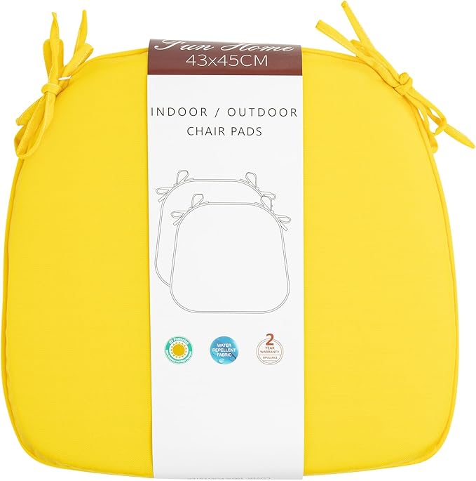 Outdoor Chair Cushions Set of 2,Patio Seat Cushion 17"x16"x2",U-Shaped Dining Chair Cushion 17 by 16 Inch,Water Resistant,Fade-Resistant Chair Pads for Kitchen Garden Furniture(Yellow)