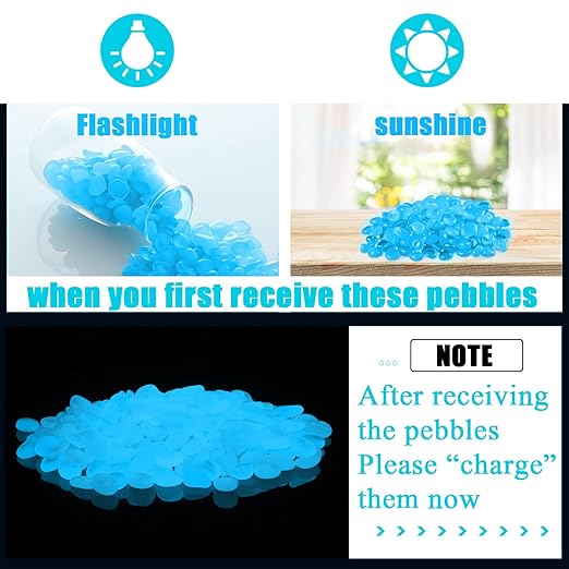900pcs Glow in The Dark Rocks Outdoor Decorations Stones Small Luminous Pebbles Indoor/Outdoor Decor for Garden Fish Tank Aquarium Planter Walkway - White