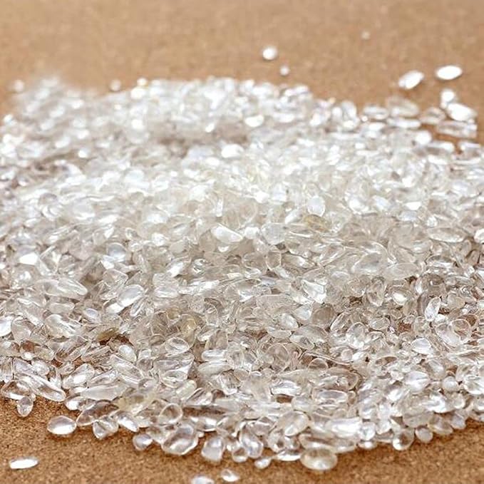 IMALY Clear Quartz Tumbled Chips Stone Polished Crushed Healing Crystal Quartz Pieces Irregular Shaped Stones for Home Decorative Stones Vases Plants Succulents 0.5lb