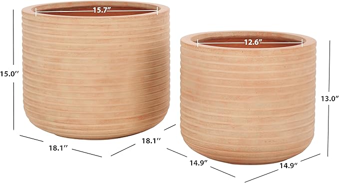 SAFAVIEH Outdoor Collection Nardo Terracotta Cement Planter Pot Set of 2