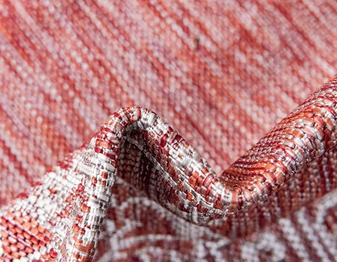Unique Loom Outdoor Traditional Collection Area Rug - Antique (7' 1" x 10' Rectangle, Rust Red/ Gray)