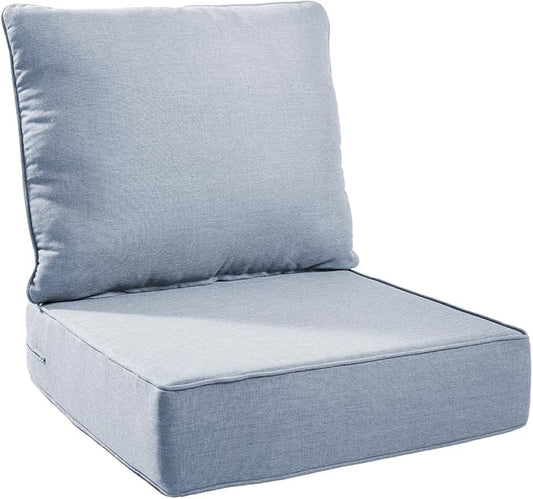 6" Thick Outdoor Chair Cushions - 24"* 24" Patio Furniture Cushions with Water Resistant & Removable Cover, 28D High Density Sponge Patio Cushion for Outdoor Furniture Couch Chair Baby Blue