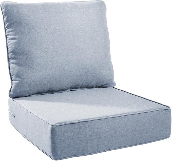 6" Thick Outdoor Chair Cushions - 22"* 24" Patio Furniture Cushions with Water Resistant & Removable Cover, 28D High Density Sponge Patio Cushion for Outdoor Furniture Couch Chair Baby Blue
