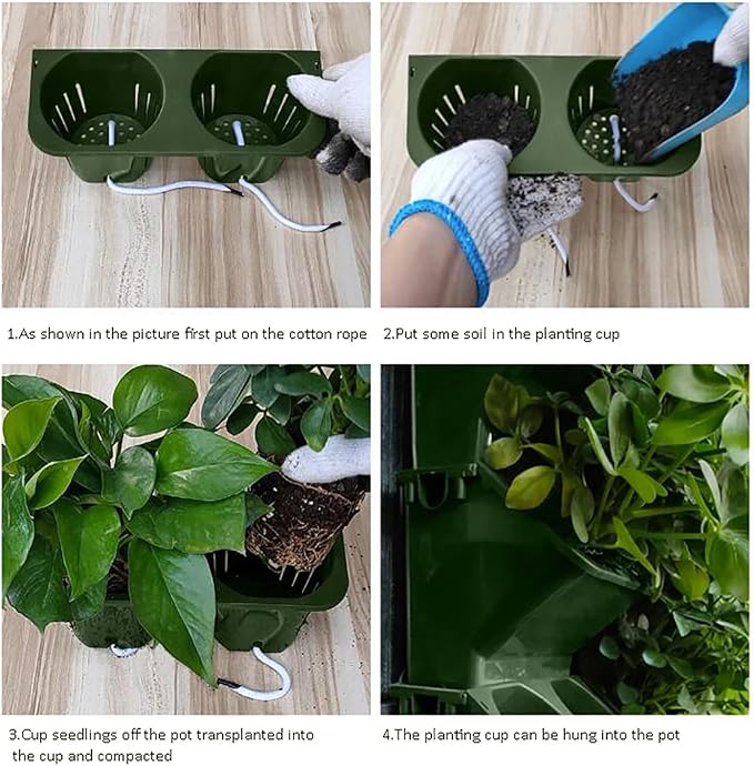 Vertical Wall Planter,Stacking Planters for Outdoor Plants,Garden Self Watering Wall-Mounted Planter,Indoor Outdoor Living Wall Planter Hanging Planter,Plant Flower Pot Holder Green Herb Wall Decor