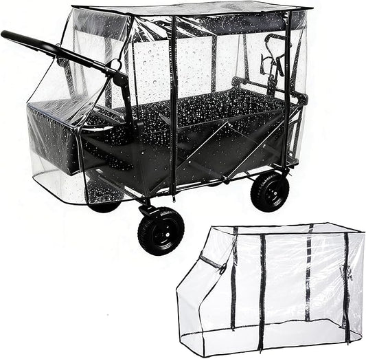 Rain Cover for Wagon Waterproof Canopy for Collapsible Folding Carts Strollers Wagon Cart Cover with Zippered Side Wagon Accessories for Camping Picnic Shopping Garden Outdoor Activities (Black)