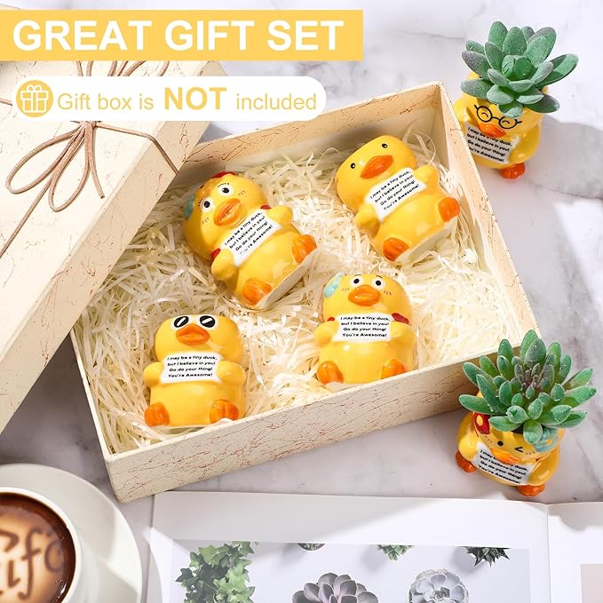 Roshtia 6 Pack 2.5 Inch Duck Ceramic Succulent Planter Pots with Drainage Hole, Mini Cute Flower Pots Container for Home Office Garden Decoration Emotional Support Buddies Christmas Housewarming Gifts