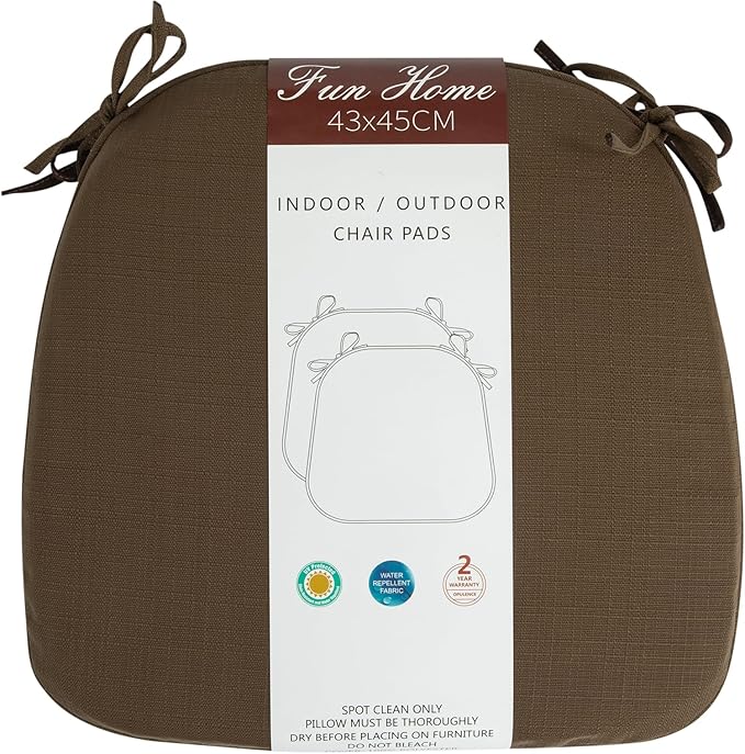 Outdoor Chair Cushions Set of 2,Patio Seat Cushion 17"x16"x2",U-Shaped Dining Chair Cushion 17 by 16 Inch,Water Resistant,Fade-Resistant Chair Pads for Kitchen Garden Furniture(Coffee Brown)