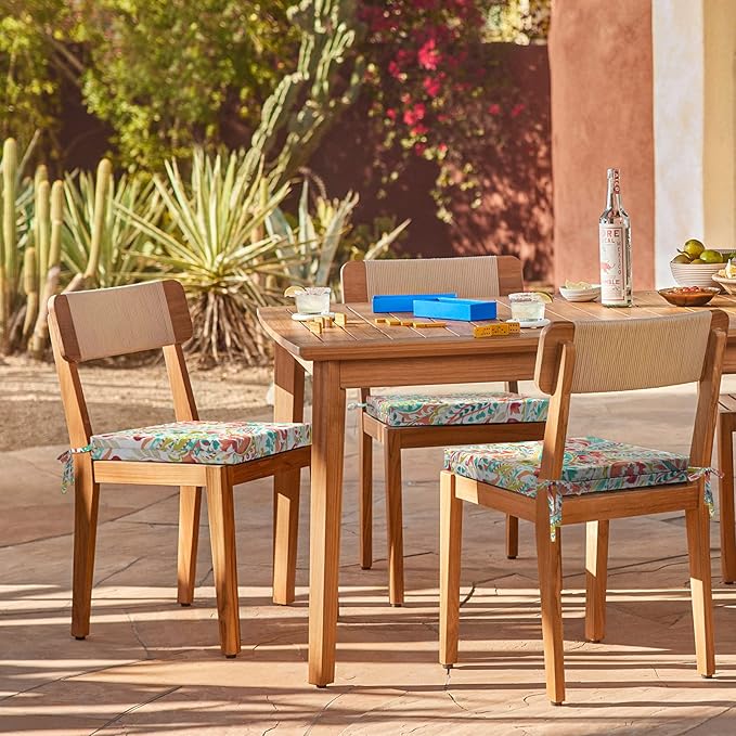 LVTXIII Outdoor Seat Cushions Set of 4 Square Corner Chair Cushions with Ties, Patio Chair Pads for Home Office and Patio Garden Furniture Decoration 18.5"x16"x2", Pretty Paisley