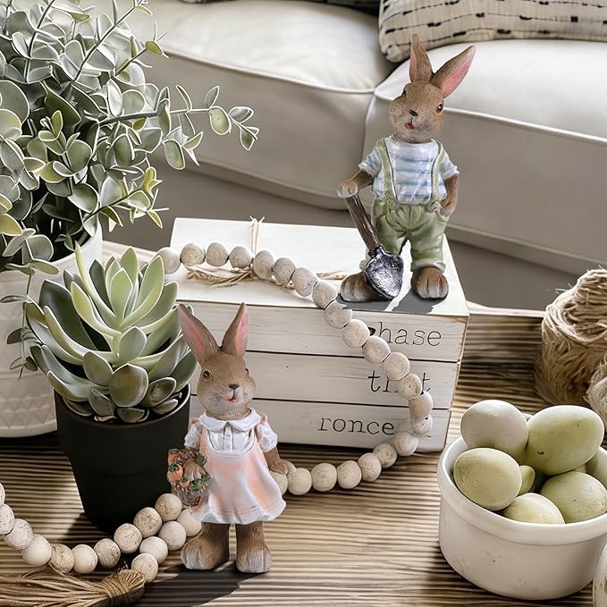 Bunny Decor,Yard Decorations Outdoor Statues Bunny Figurines for Home Garden,Outdoor Statues Easter Rabbit Figurines Mom Grandma Gifts