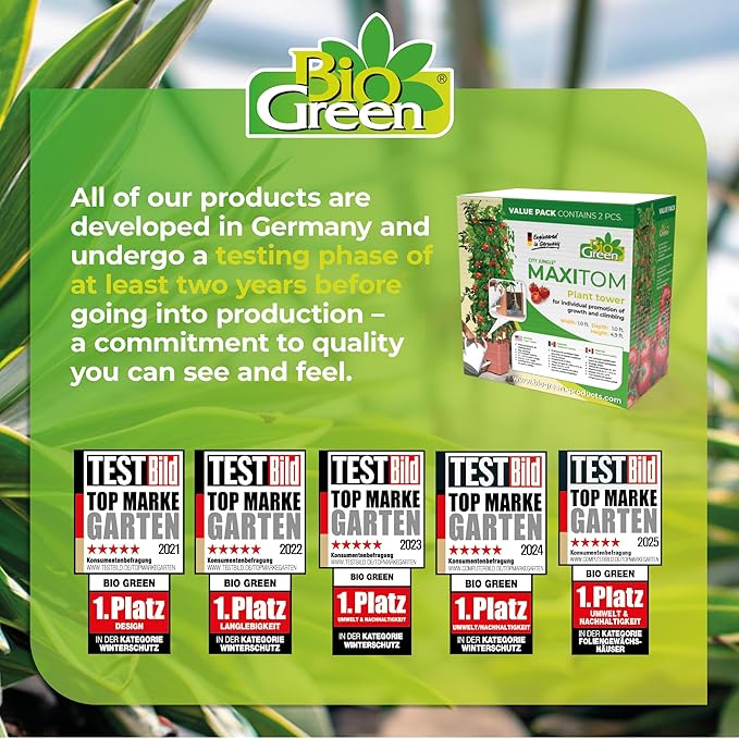 Bio Green Maxitom - 1.5 m Trellis for Climbing Plants - Plant Support for Climbing Plants, Vines, Vegetables, Tomatoes - Garden Trellis - Planter Box with Trellis - 2 Pack Plant Towers - Terracotta