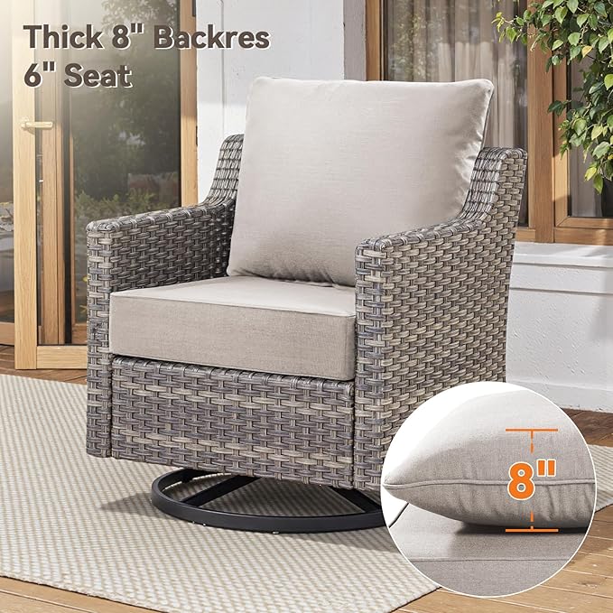 6" Thick Outdoor Cushions 24x24x6, 6-Set Deep Seat Patio Cushions with Removable Cover, Waterproof & Fade Resistant Replacement for Wicker Chair, Loveseat, Sofa - Beige