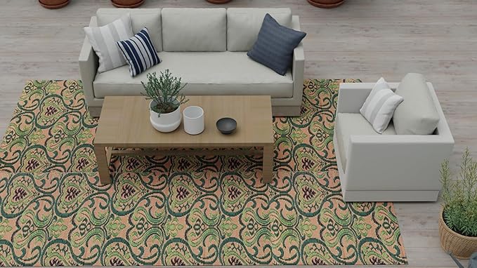 Mad Mats Traditional Outdoor Rug, Reversible Plastic Mat (5' x 8', Oasis - Medium Green)