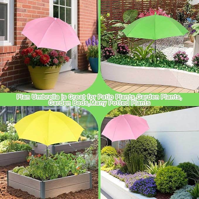 SUTROMA 3 Pcs Plant Umbrellas for Outdoor Plants, Adjustable Plant Shades for Outdoor Plants and Garden Beds, Provide Sun Shade for Courtyard Balcony Plants - 35.4×23.6 Inch