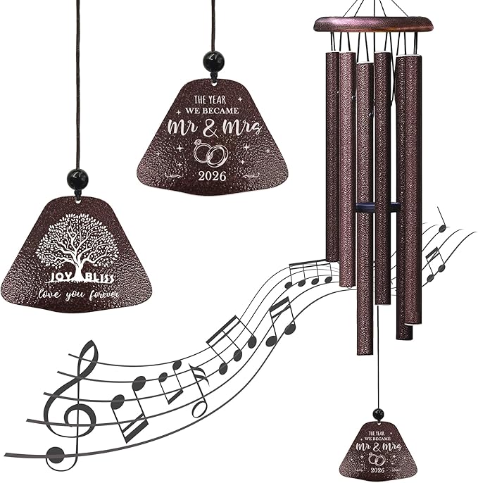 Wedding Gifts, Mr and Mrs Gift 32” Wind Chimes Outside, Wedding Gifts for Couples Newlyweds 2026, Bridal Shower Just Married Gift