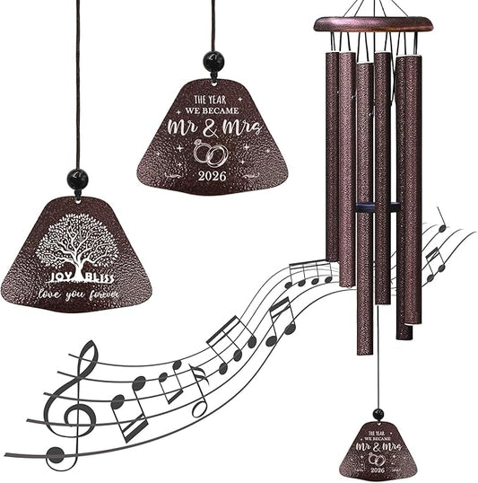 Wedding Gifts, Mr and Mrs Gift 32” Wind Chimes Outside, Wedding Gifts for Couples Newlyweds 2026, Bridal Shower Just Married Gift