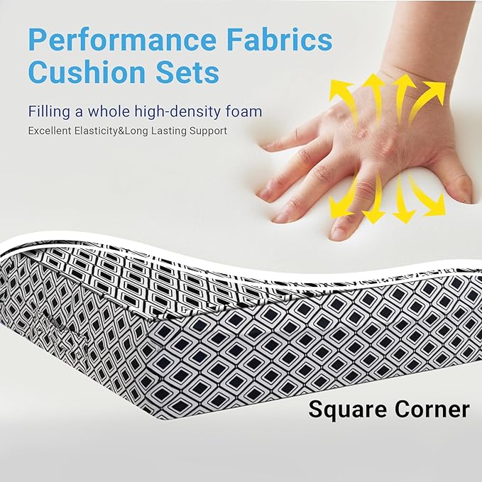Outdoor Cushions for Patio Furniture,Outdoor Seat Cushion Set 24 x 24 x 4 Inch,Waterproof & Fade Resistant Outdoor Chair Cushions,Deep Patio Chair Cushion with Removable Cover,Black Geometry