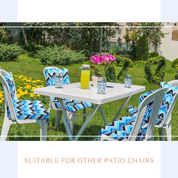 Hoteam 6 Set Patio Chair Cushions Outdoor High Chair Cushion 20 x 40 Inch Waterproof Patio Seat Rocking Indoor Thickened Pad(Geometric Style,Dark Blue)