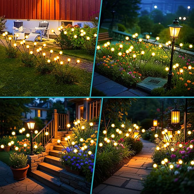 ALENEY 2 Pack Solar Garden Swaying Lights, Wind-Activated Outdoor Lights, Outdoor Pathway Decoration, Warm White