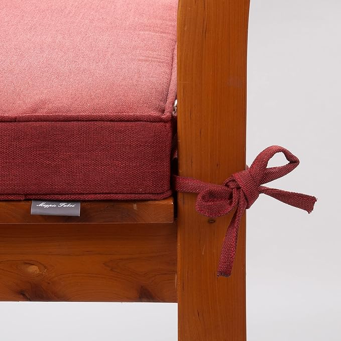 Magpie Fabrics Indoor Outdoor Waterproof Square Chair Cushion, 18" x 18" x 2.5", 2 Pack, Water Resistant Seat Cushions, for Patio Garden Office, Dark Red