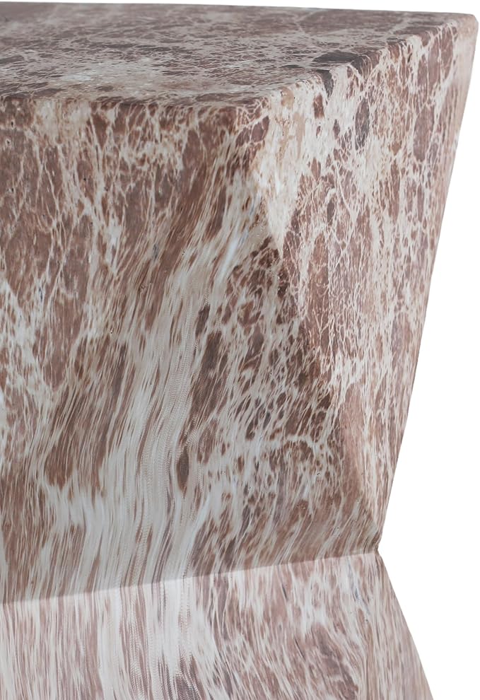 12.4" Cement End Tables for Patio,Faux Terrazzo Modern Small Squre Side Accent Table,Tree Stump Garden Stool Drum Indoor and Outdoor,Marble