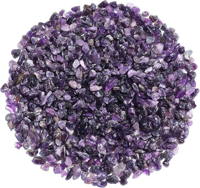 Polished Gem Stones Rocks – 0.9LB Natural Amethyst Crystal Chips Bulk, Tumbled Gemstones for Healing, Fish Tank Gravel, Vase Filler, DIY Crafts, Plant Pots & Home Decor