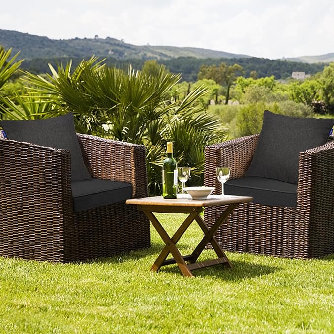Deep Seat Cushions, Outdoor Cushions, Patio Furniture Cushions, Deep Seat & Back Cushion Patio Cushions for Backyard Couch Sofa Fade Resistant (24x24x4 inches 4 Sets, Solid Dark Grey)