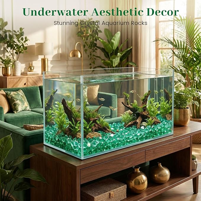 DomeStar 150PCS Fake Ice, Green Acrylic Fake Diamonds Plastic Gems for Vase Fillers Fish Tank Table Scatter Sensory Bin Filler Decoration Pirate Party Treasure Hunt Game Party Favors